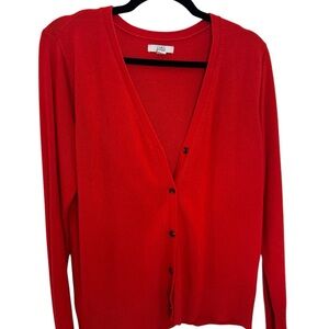 Croft & Barrow Red Cardigan Sweater V-Neck Knit
